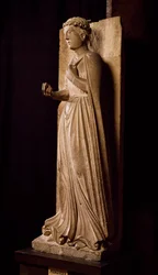 ベネディクト・アンテラミ（1178-1233）による「季節のサイクル」からの彫刻「春」、イタリア、エミリア＝ロマーニャ州パルマの洗礼堂