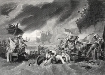 ラ・ホーグの戦い」 W.フレンチの刻印（リトグラフ版