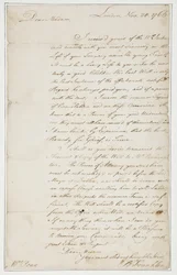 1766年11月20日、ロンドンのアンペン夫人への直筆の手紙（紙にペンとインク）