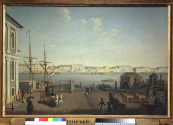 サンクトペテルブルクのケ・デ・ザングレ。 Benjamin Paterssen (1748-1815) による絵画、キャンバスに油彩、1790 年頃。スウェーデンの芸術