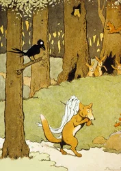 レナードとウナギ、「Le Roman de Renard」のイラスト