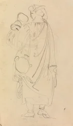 子供を抱えた女性の習作