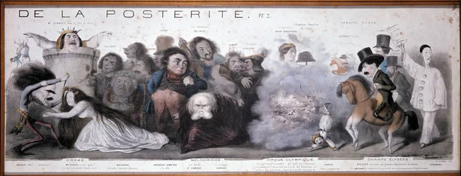 後世の大道芸：悲劇と喜劇の表現（ドルヴァルなど）-ベンジャミン・ルボーによるリトグラフ、パリのバルザック・メゾン
