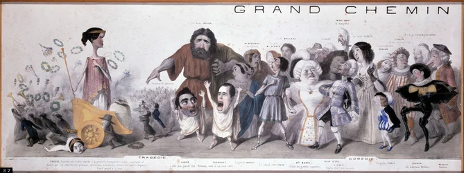 Le grand chemin de la posterity: representation of tragedy and comedy - Lithography by Benjamin Roubaud, Maison de Balzac, Paris