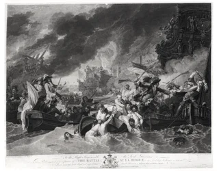 ハーグの戦い、1692年5月29日、ウィリアムウォレット（1735-85）1781（アクアチント）によって彫刻