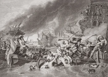 「イギリスとスコットランドの歴史の図解」第II巻、1692年5月22日、フランスの艦隊の破壊、ラホグの戦い