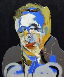 50 Major Writers In History : アルベール・カミュ 2015年（キャンバスに油彩、アクリル画）