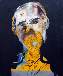 50 Major Writers In History : Philip Roth, 2015 (キャンバスに油彩、アクリル)