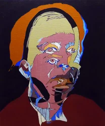 50 Major Writers In History : Simone de Beauvoir, 2015（キャンバスに油彩、アクリル）