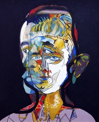 50 Major Writers In History : William Faulkner, 2015（キャンバスに油彩、アクリル画）