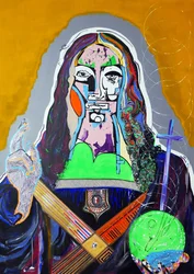 Surpeinture : Salvator Mundi, 2020（油彩、紙、アクリル、キャンバス）
