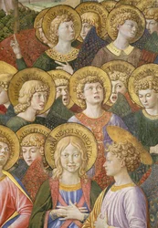 天使の合唱団、礼拝堂のマギサイクルの旅の詳細、1460年頃のフレスコ画70615の詳細