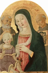 聖母子と聖ジェローム、シエナの聖ベルナルディーノ 1480-1485年頃（テンペラ、パネル）