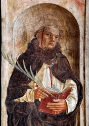 ヴェローナの聖ペテロの表現 ベルナルディーノ・ブティノーネ（1435-1507）によるフレスコ画 1482-1486 サンタ・マリア・デレ・グラツィエ教会 ミラノ イタリア