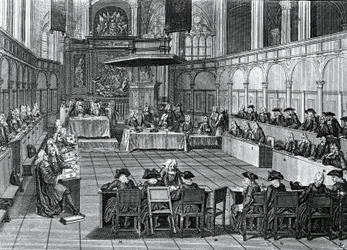 1730年にオランダ・アムステルダムのNieuwe Kerk（新教会）で開催されたプロテスタント・シノドス、ベルナール・ピカール（1673-1733）のエングレーヴィング。