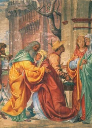 黄金の門での聖ヨアヒムとアンの出会い、c。 1520年。