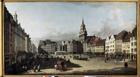 「ドレスデンの古い市場」(ドレスデンの古い市場) ベルナルド・ベロット (1720-1780) の絵画 1750-1752 プーシキン美術館、モスクワ