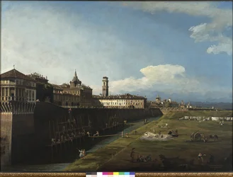 ロイヤルガーデンの側からのトリノの眺め、1745