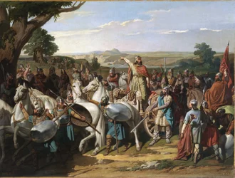 Guadalete par Blanco y Perez、ベルナルドの戦い（1828-1876）。 キャンバスに油彩、サイズ : 58x78