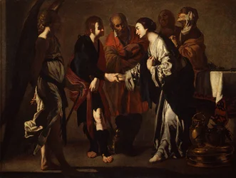 トビアスとサラの婚約（油彩・キャンバス）