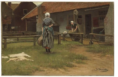 洗濯日（帆布に油彩）