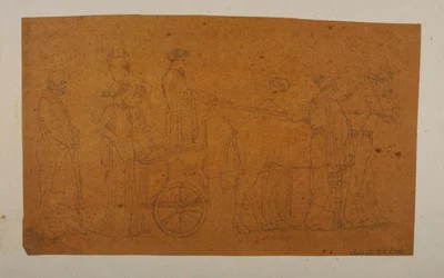 Odysseus folgt Nausikaa und den Ehrendamen