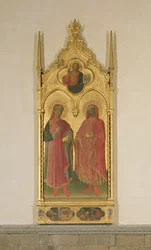SS。コスマスとダミアン、1429年（パネル上のテンペラと金箔）