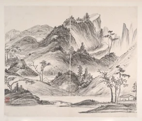 風景画、1814年（8葉のアルバム、紙にインク）