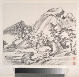 風景画、1814年（8葉のアルバム、紙にインク）