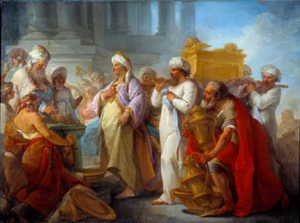 同盟の箱舟の前のソロモン ブレイズ・ニコラ・ル・スール（1716-1783）の絵画 1747年 日。0,96x1,27 m Caen, Musee des Beaux Arts