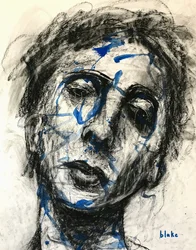 Feeling Blu’ Again、2019年頃（紙に木炭と絵の具）
