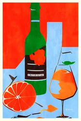 鮮やかなオレンジ色の静物画