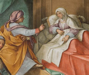 中央身廊、北側第2スパン、「聖母の誕生」 ボッカッチョ Boccaccino 1514-15年、詳細