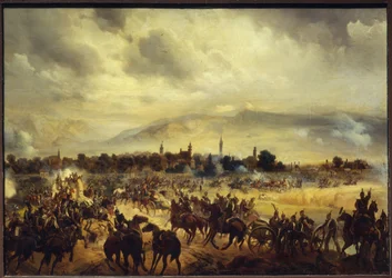 1849 年のハンガリー独立戦争の場面 (1849 年のハンガリー独立戦争の場面)。 Gottfried (Bogdan Pavlovich) Willewalde (1818-1903) による絵画、木に油彩