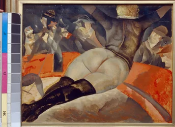 Au cirque - Peinture de Boris Dmitryevich Grigoriev (1886-1939), huile sur toile (50x62 cm), vers 1908 - (サーカスでは、Boris Dmitryevich Grigoriev によるキャンバスに油彩、1908 年) - State F Shalyapin Museum、モスクワ