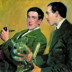 物理学者のピョートル・カピツァ (1894-1984) とニコライ・セミョーノフ (1896-1986)、1921 年。