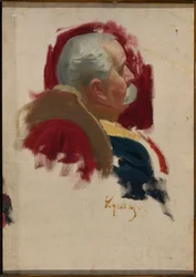 Portrait de Peter Sabourov (1835-1918)、外交官のロシア人 (Peter Alexandrovich Saburov の肖像) - ボリス ミハイロヴィッチ クストディエフ (Koustodiev) によるキャンバスに油彩 (1878-1927)