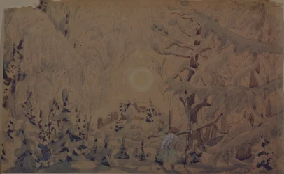 オペラの舞台デザイン、N。リムスキーコルサコフ作「雪の乙女」（1910年）