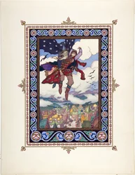童話「マリア・モレーヴナ」の挿絵（ズヴォーリキン、ボリス・ヴァシリエヴィチ（1872-1935年以降）、1925年頃 - カラーリトグラフ、27,3×20,5 - 個人蔵
