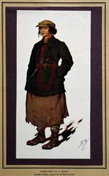 ロシア：ロシア革命チェカの女性エージェント。ボリス・ズボリキーン（1872-1935）のドローイング