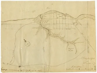 1781年10月、バージニア州ヨークタウンの地図