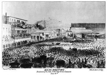 1856年1937年、カリフォルニア州サクラメントのフォートビジラント外での集会。