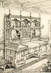 ブルース・タルバート著「古今東西の家具の例」よりサイドボード、S.Aylingによるリトグラフ（リトグラフ）。