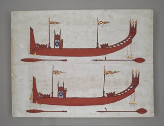 または 14005 Royal Barges and Boats (紙にインク、カラー、ゴールド)