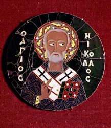 ビザンチン美術：マイラ（またはバーリ）の聖ニコラスの表現（4世紀）（Bizantine art: representation of st Nicholas of Bari） 10世紀の電子メール（エナメル質