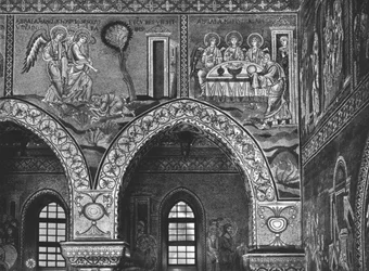 アブラハムへの三人の天使の出現とアブラハムのおもてなし、c.1182（モザイク）