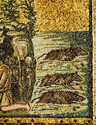 ガダレンの豚、あるいは悪魔の「軍団」の悪魔払い、6世紀（モザイク画）