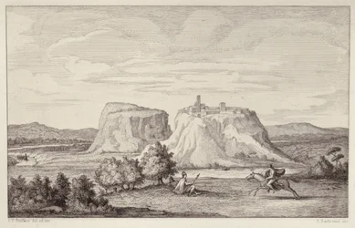 1849年にB.Barlocciniによって彫刻された初期ローマの架空の景色