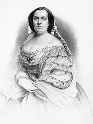 スペイン女王、ブルボン家のイザベラ2世（1830-1904）の肖像、エングレービング