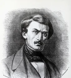 イタリア生まれのフランス人考古学者、ポール＝エミール・ボッタ（1802-1870）の肖像（エングレービング・フランス